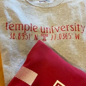 2 unisex Temple University large short sleeve tee shirts